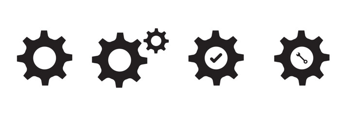 Gears vector icon set . Setting icon set. Setting, cogwheel, gear icon element set - Vector .  

