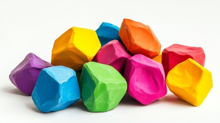 3.Simple bold plasticine pieces, multicolored clay blocks with a smooth texture, essential material for artistic children's creativity, isolated display