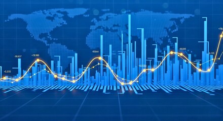 Financial Insights: An abstract data visualization illustrating market trends and economic analysis, conveying information with vibrant colors and dynamic patterns