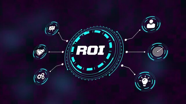 ROI analysis for measuring business performance, investment returns, and maximizing profitability, business concept, 4k video