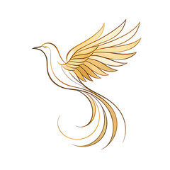 Elegant Stylized Golden Bird Illustration.