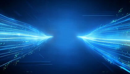 Obraz premium Abstract Digital Artwork of Converging Electric Blue Light Trails