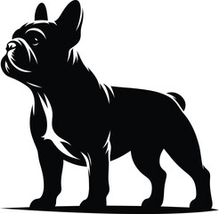 French Bulldog Side Profile Silhouette – Confident Standing Pose Vector Art