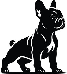 PrintFrench Bulldog Side View Silhouette – Sitting Pose Vector Illustration