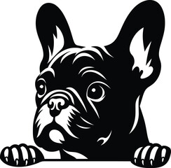 French Bulldog Silhouette – Curious Peek Over a Ledge