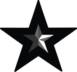 Black and grey star silhouette isolated on white background