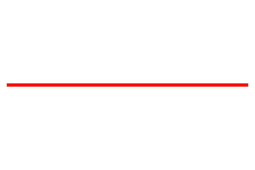 Straight horizontal red line graphic element for underlines, dividers, highlights, and minimal design decoration on transparent or white background