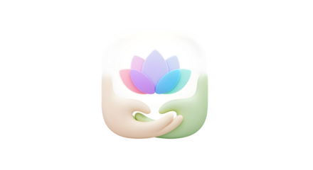 Mindfulness mobile app icon in 3D pastel style, isolated on white background