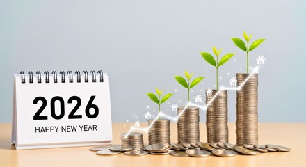Financial New Year: The year 2026 arrives with the promise of financial growth, shown by a calendar and money