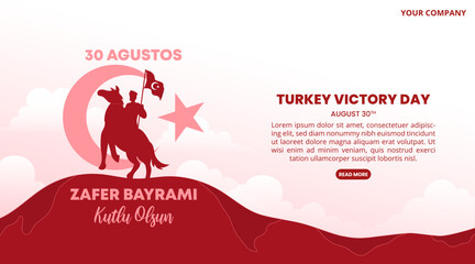 30 Agustos Zafer Bayrami or August 30 Turkey Victory Day with a cavalry and flag