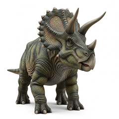 Fototapeta premium 3D Triceratops Dinosaur Animation: Vibrant Prehistoric Creature for Children's Book, Educational Apps, and Playful Cartoon Character Design