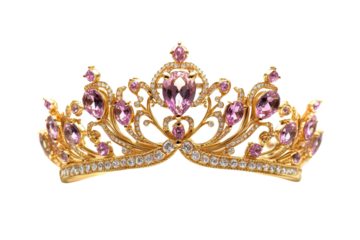 Royal gold crown adorned with exquisite pink diamonds highlighting elegance and luxury in fine jewelry design