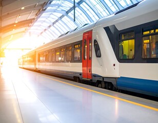 Fototapeta premium Modern train at station platform