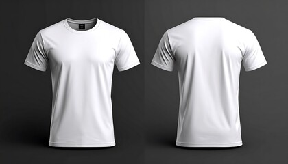 Naklejka premium Blank White T-shirts Front and Back View on Dark Background