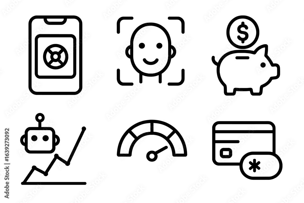 Poster visual representation of various technology concepts including finance, artificial intelligence, and