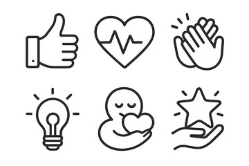 Obraz premium Positive symbols representing appreciation, health, and creativity on a simple background