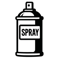 A black and white graphic illustration of an aerosol spray can