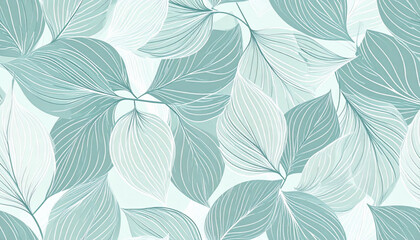 Fototapeta premium Botanical Line Floral Seamless Tile