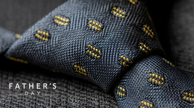 Close-up Father's Day design featuring a dark tie with gold motifs