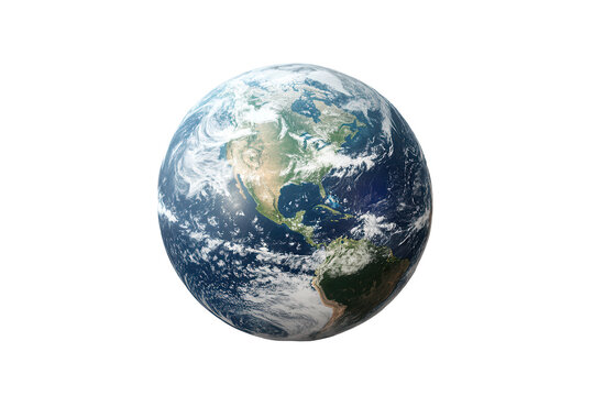 Realistic depiction of a planet Earth with vibrant colors and detailed continents isolated on a transparent background for creative designs and educational purposes - Powered by Adobe