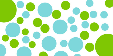 Raster illustration of various circles. Different, large and small circles, in a chaotic, disorderly. located. Color: light green, light blue, light blue, turquoise,