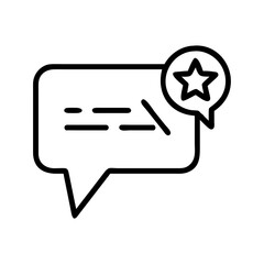 Fototapeta premium Outline style icon of a chat bubble with text and a star in a smaller bubble on the upper right corner