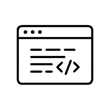 Illustration of a code window with three dots and code symbols on a white background design art 100
