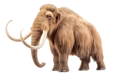 Obraz premium Woolly mammoth with long tusks isolated on a transparent background prehistoric animal
