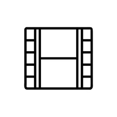 Obraz premium A simple line drawing of a film strip with rectangular frames and a black outline on a white background