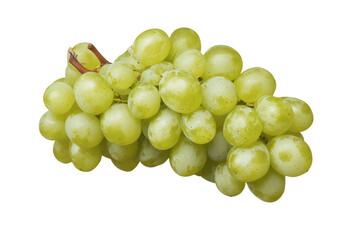 Fresh green grapes isolated on a white background, showcasing their natural shine and plumpness, perfect for healthy snacks or culinary uses