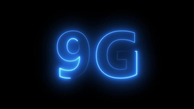 9G Network Icon Animation in Neon. Glowing Computer and Smartphone Wi Fi Internet Symbol on Black Background. 4K video 