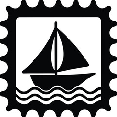 Irregular postage style decorative frame silhouette isolated on transparent background