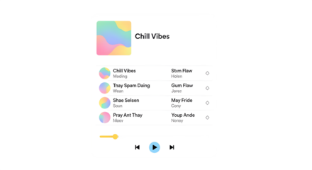 Pastel-themed Spotify playlist UI mockup, isolated on white background