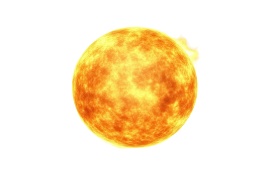 Round sun radiating warmth and light on a transparent background creates a vibrant visual perfect for summer or celestial-themed designs and graphics - Powered by Adobe