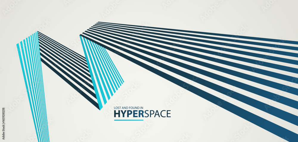Poster 3d lines in impossible perspective vector minimal abstract background, force and energy in dynamic m