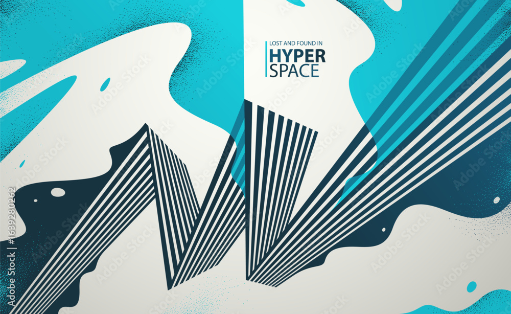 Aufkleber dynamic vector abstract background, lines in perspective with energy blast of a lava fluid in 3d spa