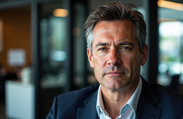 Obraz premium Confident middle-aged man in formal business attire looking directly at the camera