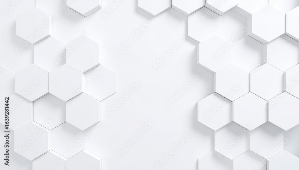 Poster modern hexagonal patterns minimalist design graphic art studio environment top-down view abstract co