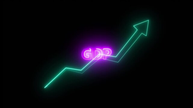 GDP Growth Concept Animation on black background. Financial Growth Charts Global Economy and Profit. 4K video 