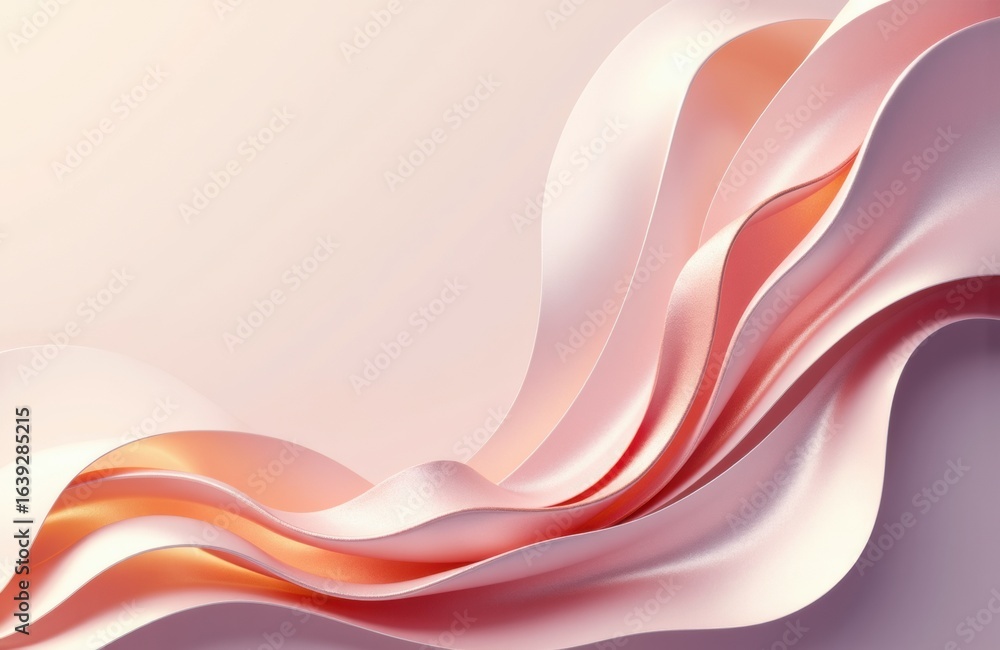 Poster flowing abstract waves with smooth curves in soft pastel shades creating a gentle, elegant backgroun