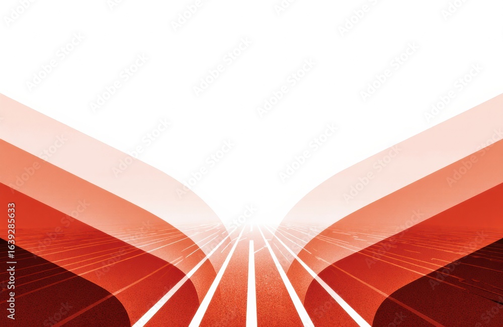 Aufkleber a futuristic abstract background featuring dynamic red and white lines converging towards the horizo