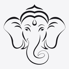 Stylized line art of lord ganesha elephant head deity