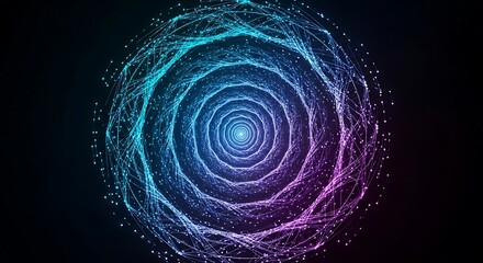 Vibrant abstract swirling energy portal with concentric rings