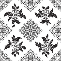 Fototapeta premium christmas, pattern, flower, vector, floral, design, seamless, vintage, illustration, ornament, decoration, art, wallpaper, nature, decor, texture, element, flowers, mandala, leaf, retro, ornate, lace,