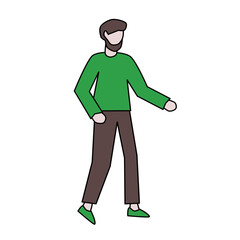 Man Standing In Green Shirt