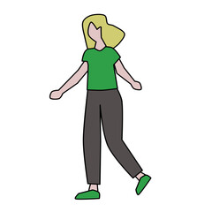 Woman Standing Wearing Green Shirt