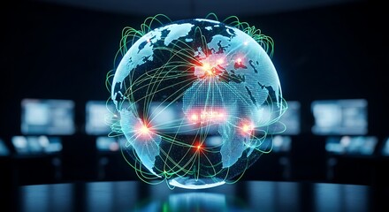 Global network data visualization with digital connections