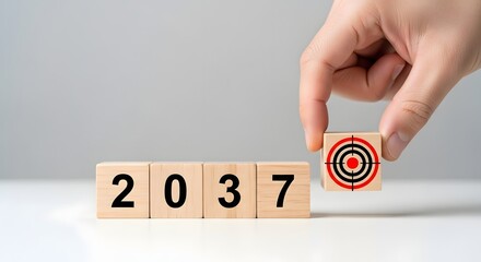 Achieve goals and targets in year two thousand thirty seven with strategy and planning concept