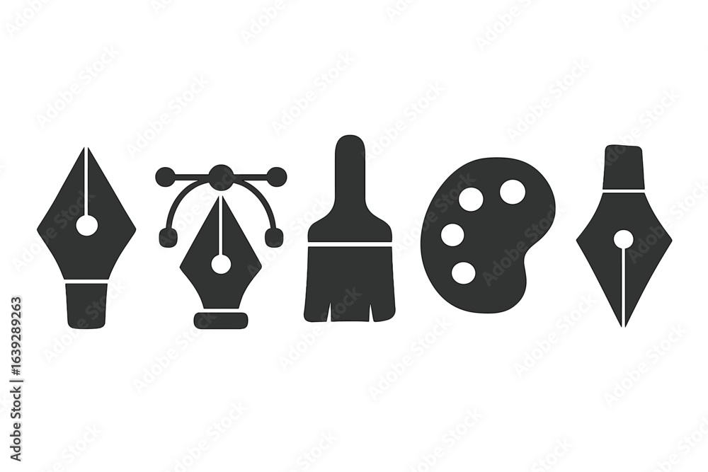 Poster creative tools for artistic expression displayed in a minimalist design featuring essential art supp