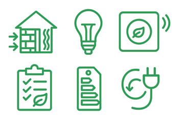 Energy efficiency symbols representing sustainable practices in home design and renovation activities